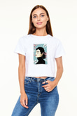 Audrey Hepburn Beyaz Croptop Tişört