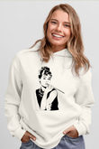 Audrey Hepburn Beyaz Unisex Kapşonlu Sweatshirt