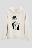 Audrey Hepburn Beyaz Unisex Kapşonlu Sweatshirt