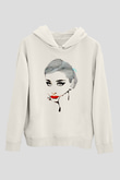 Audrey Hepburn Beyaz Unisex Kapşonlu Sweatshirt