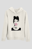Audrey Hepburn Beyaz Unisex Kapşonlu Sweatshirt