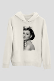 Audrey Hepburn Beyaz Unisex Kapüşonlu Sweatshirt