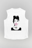 Audrey Hepburn Beyaz Unisex Kolsuz Tişört