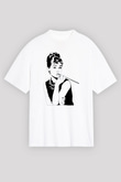 Audrey Hepburn Beyaz Unisex Oversize Tişört T-Shirt