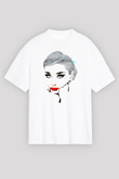 Audrey Hepburn Beyaz Unisex Oversize Tişört T-Shirt