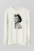 Audrey Hepburn Beyaz Unisex Sweatshirt