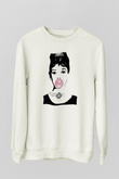 Audrey Hepburn Beyaz Unisex Sweatshirt