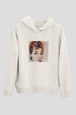 Audrey Hepburn Unisex Baskılı Beyaz Kapüşonlu Sweatshirt
