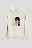 Audrey Hepburn Unisex Baskılı Beyaz Kapüşonlu Sweatshirt