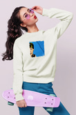 Audrey Hepburn Unisex Baskılı Beyaz Sweatshirt