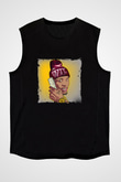 August Alsina Baskılı Unisex Siyah Kolsuz Tişört
