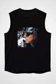 August Alsina Baskılı Unisex Siyah Kolsuz Tişört