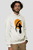 Avcı Beyaz Unisex Kapüşonlu Sweatshirt