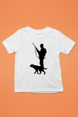 Avcılık Baskılı Unisex Beyaz Çocuk Tişört - Tshirt