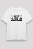 Avcılık Baskılı Unisex Beyaz Tişört - Tshirt