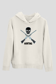 Avcılık Baskılı Unisex Ekru Hoodie