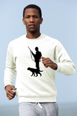 Avcılık Baskılı Unisex Ekru Sweatshirt