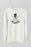 Avcılık Baskılı Unisex Ekru Sweatshirt
