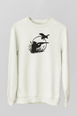 Avcılık Baskılı Unisex Ekru Sweatshirt