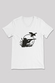 Avcılık Baskılı Unisex V Yaka Tişört - Tshirt