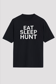 Avcılık - Hunting Baskılı Unisex Siyah Oversize Tişört