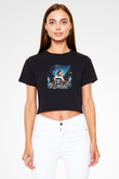 Avicii Baskılı Crop Top Siyah Kadın Tişört
