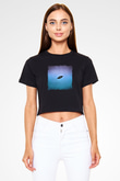 Avicii Baskılı Crop Top Siyah Kadın Tişört