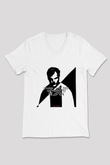 Avicii Beyaz Unisex V Yaka Tişört T-Shirt