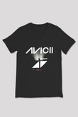 Avicii Siyah Unisex V Yaka Tişört T-Shirt