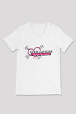 Avril Lavigne Beyaz Unisex V Yaka Tişört T-Shirt