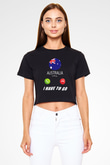 Avustralya Siyah  Crop Top Tişört