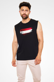 Avusturya - Austria Bayrağı Baskılı Unisex Siyah Kolsuz Tişört