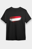Avusturya - Austria Bayrağı Baskılı Unisex Siyah Tişört