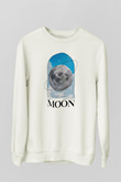 Ay Baskılı Unisex Ekru Sweatshirt