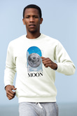 Ay Baskılı Unisex Ekru Sweatshirt