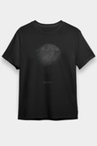 Ay Baskılı Unisex Siyah Tişört - Tshirt