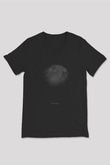 Ay Baskılı Unisex V Yaka Siyah Tİşört - Tshirt