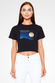 Ay Siyah Crop Top Tişört