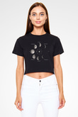 Ay Siyah Crop Top Tişört