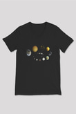 Ay Siyah Unisex V Yaka Tişört T-Shirt