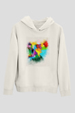 Ayı Beyaz Unisex Kapüşonlu Sweatshirt