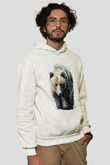 Ayı Beyaz Unisex Kapüşonlu Sweatshirt