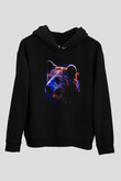 Ayı Siyah Unisex Kapüşonlu Sweatshirt