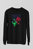 Ayı ve Boğa Baskılı Unisex Siyah  Sweatshirt