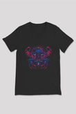 Azarath Baskılı Unisex Siyah V Yaka Tişört - Tshirt