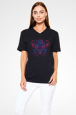 Azarath Baskılı Unisex Siyah V Yaka Tişört - Tshirt