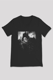 Azarath Baskılı Unisex Siyah V Yaka Tişört - Tshirt