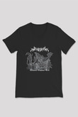 Azarath Baskılı Unisex Siyah V Yaka Tişört - Tshirt