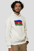 Azerbaycan Beyaz Unisex Kapşonlu Sweatshirt