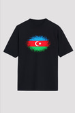 Azerbaycan Siyah Unisex Oversize Tişört T-Shirt